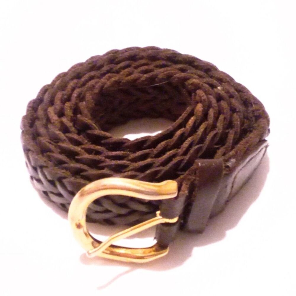 Men's Soft Brown Leather Woven Belt 48 Inch *